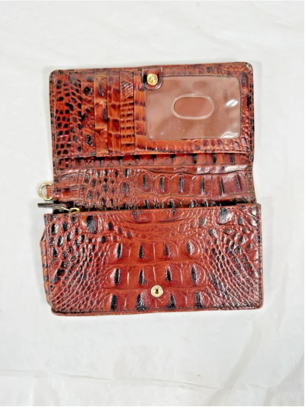 BRAHMIN DEBRA PECAN MELBOURNE LEATHER Croc Embossed WALLET